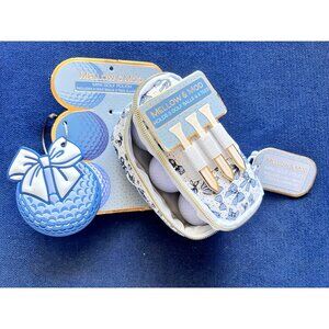 Blue Mini GOLF Pouch Bag Set Tag 3 Balls +Tees Golfer Gift Mellow & Mod Sports